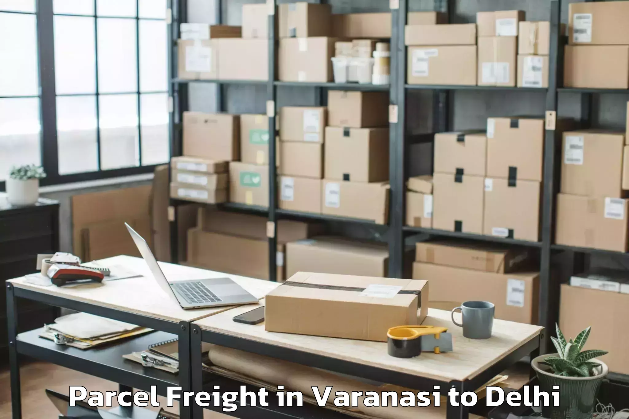 Trusted Varanasi to Seema Puri Parcel Freight